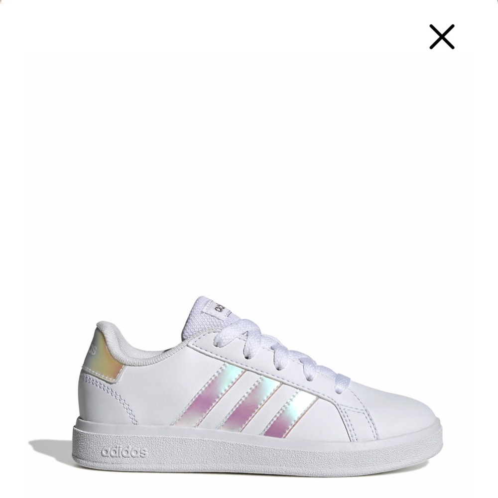 adidas Kids Shoes - White with Iridescent Stripes